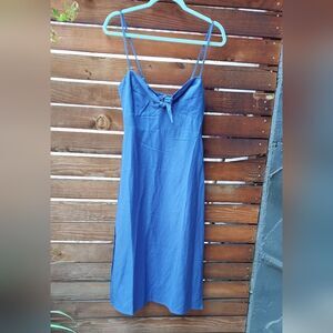 Women’s Blue Spaghetti Strap Tie-Front Dress